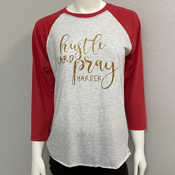 Hustle Hard Pray Harder Baseball TShirt
